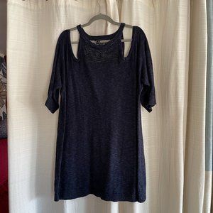 Navy Mesh Cold Shoulder Sweater by Torrid